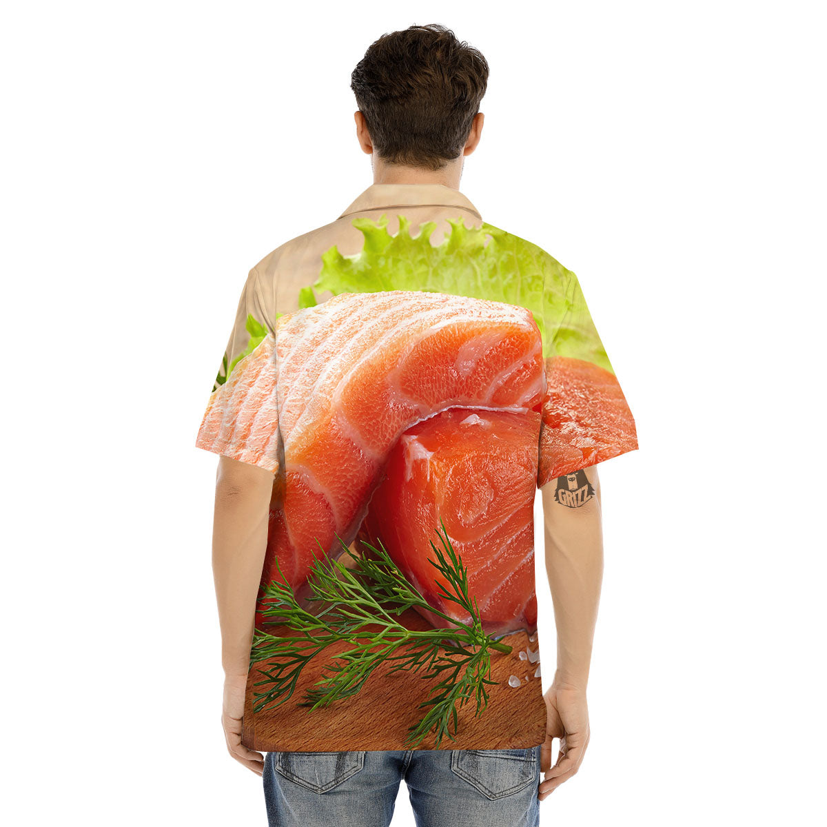 Fresh Salmon Print Men's Hawaiian Shirt-grizzshop