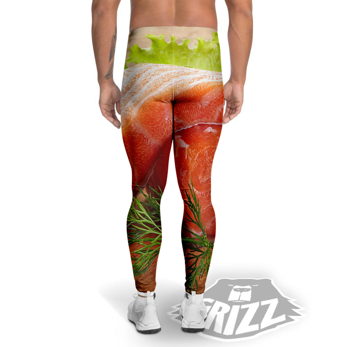 Fresh Salmon Print Men's Leggings-grizzshop