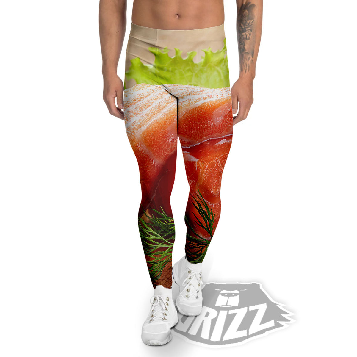 Fresh Salmon Print Men's Leggings-grizzshop