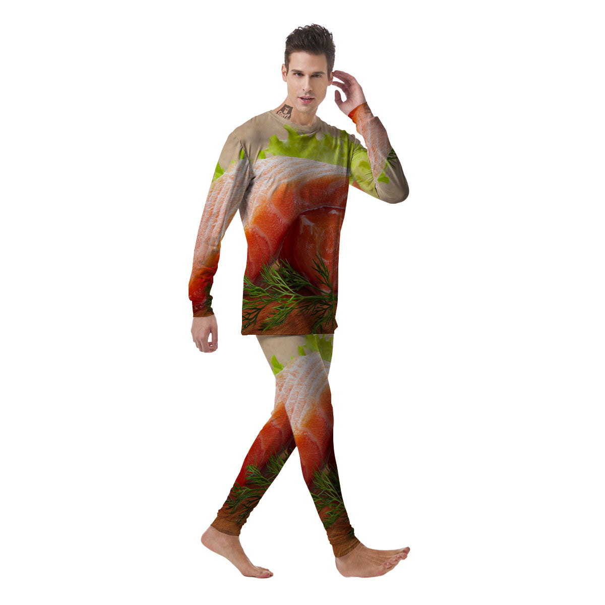 Fresh Salmon Print Men's Pajamas-grizzshop