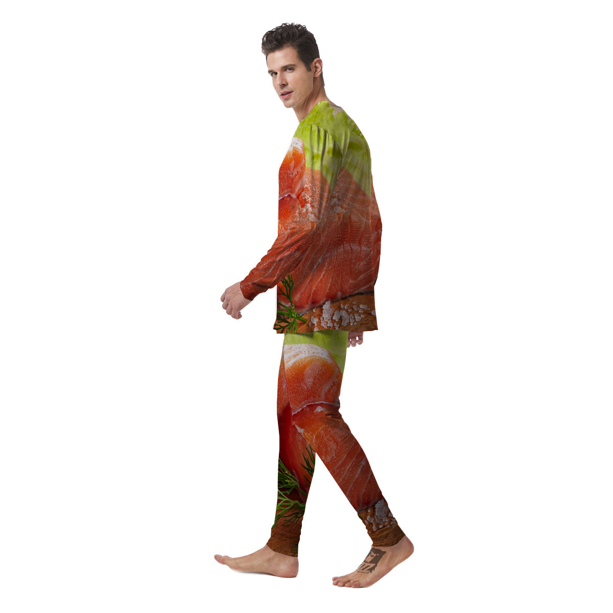 Fresh Salmon Print Men's Pajamas-grizzshop