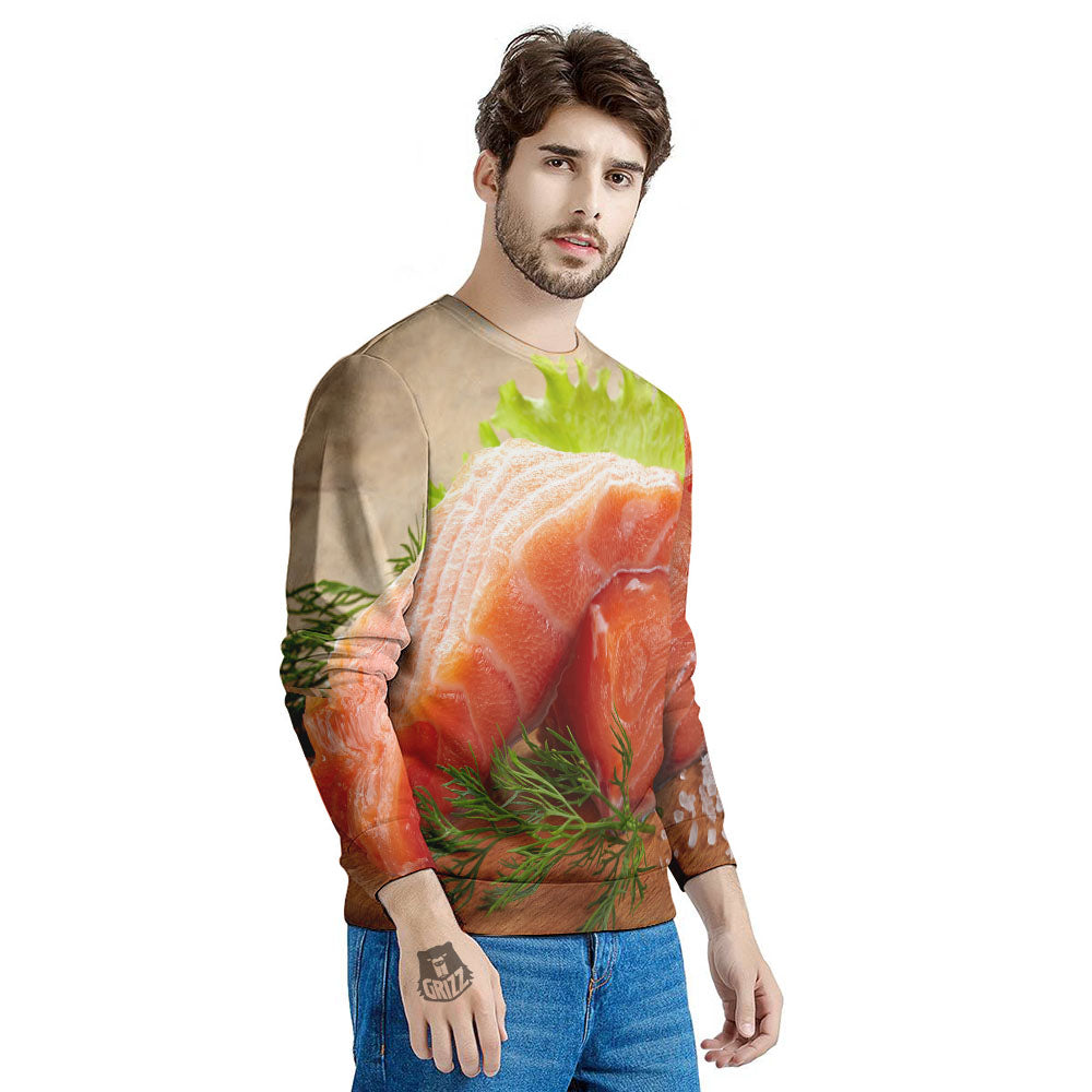 Fresh Salmon Print Men's Sweatshirt-grizzshop