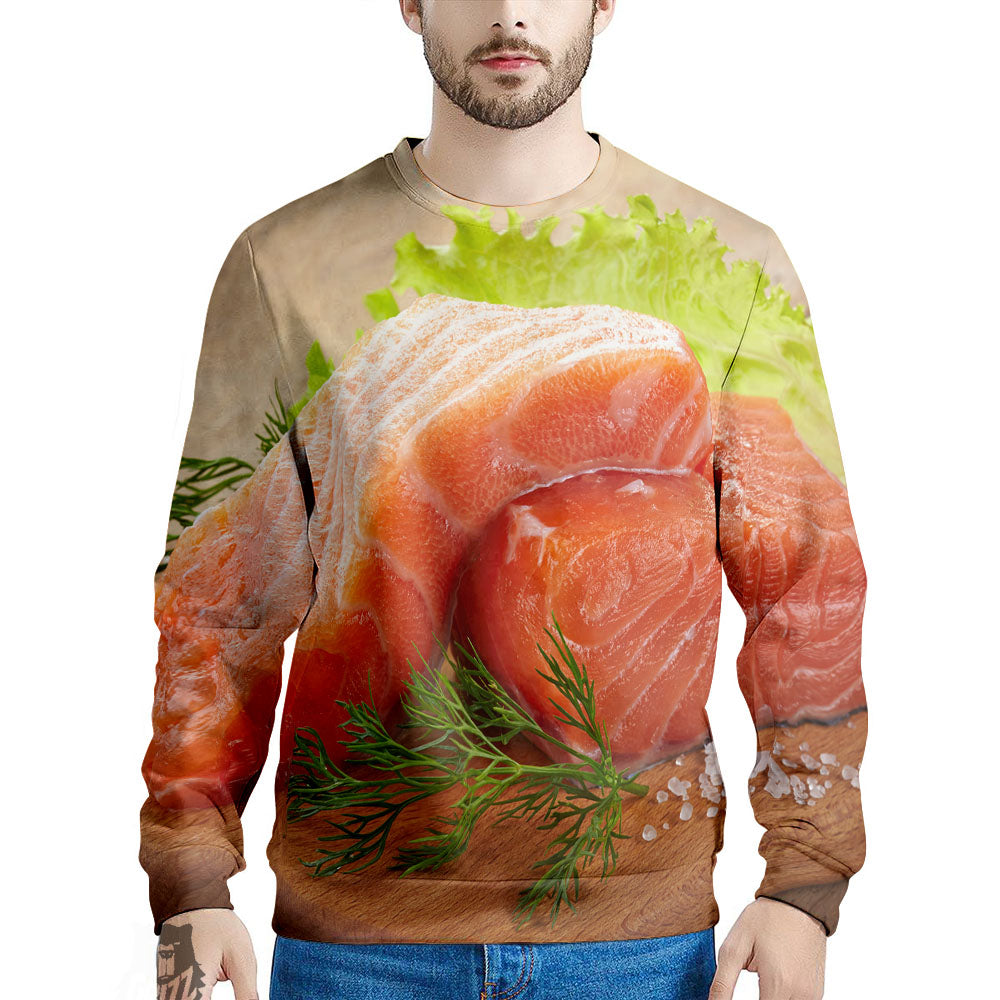 Fresh Salmon Print Men's Sweatshirt-grizzshop