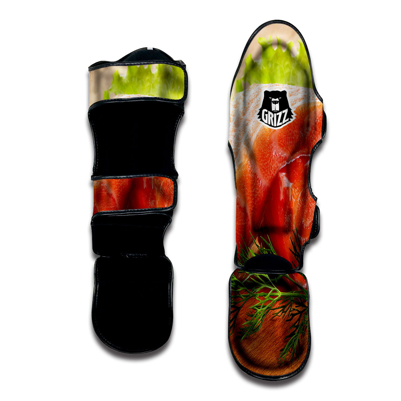 Fresh Salmon Print Muay Thai Shin Guards-grizzshop