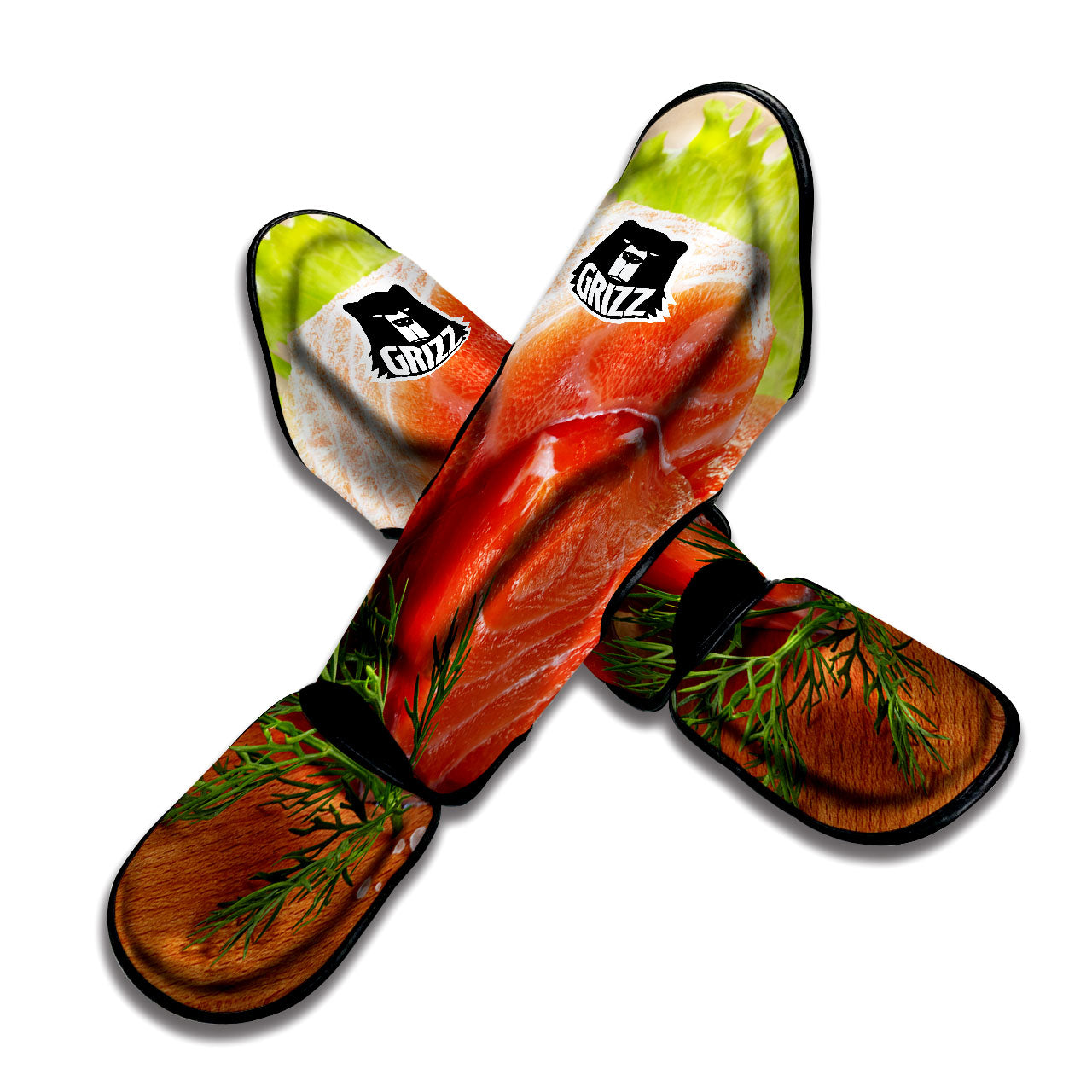 Fresh Salmon Print Muay Thai Shin Guards-grizzshop