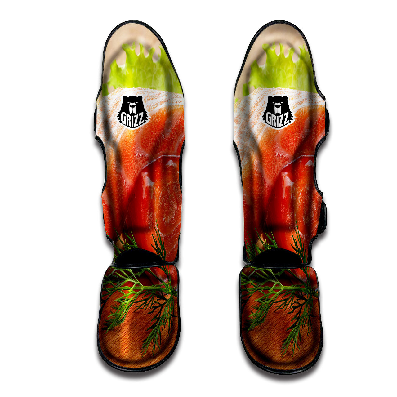 Fresh Salmon Print Muay Thai Shin Guards-grizzshop