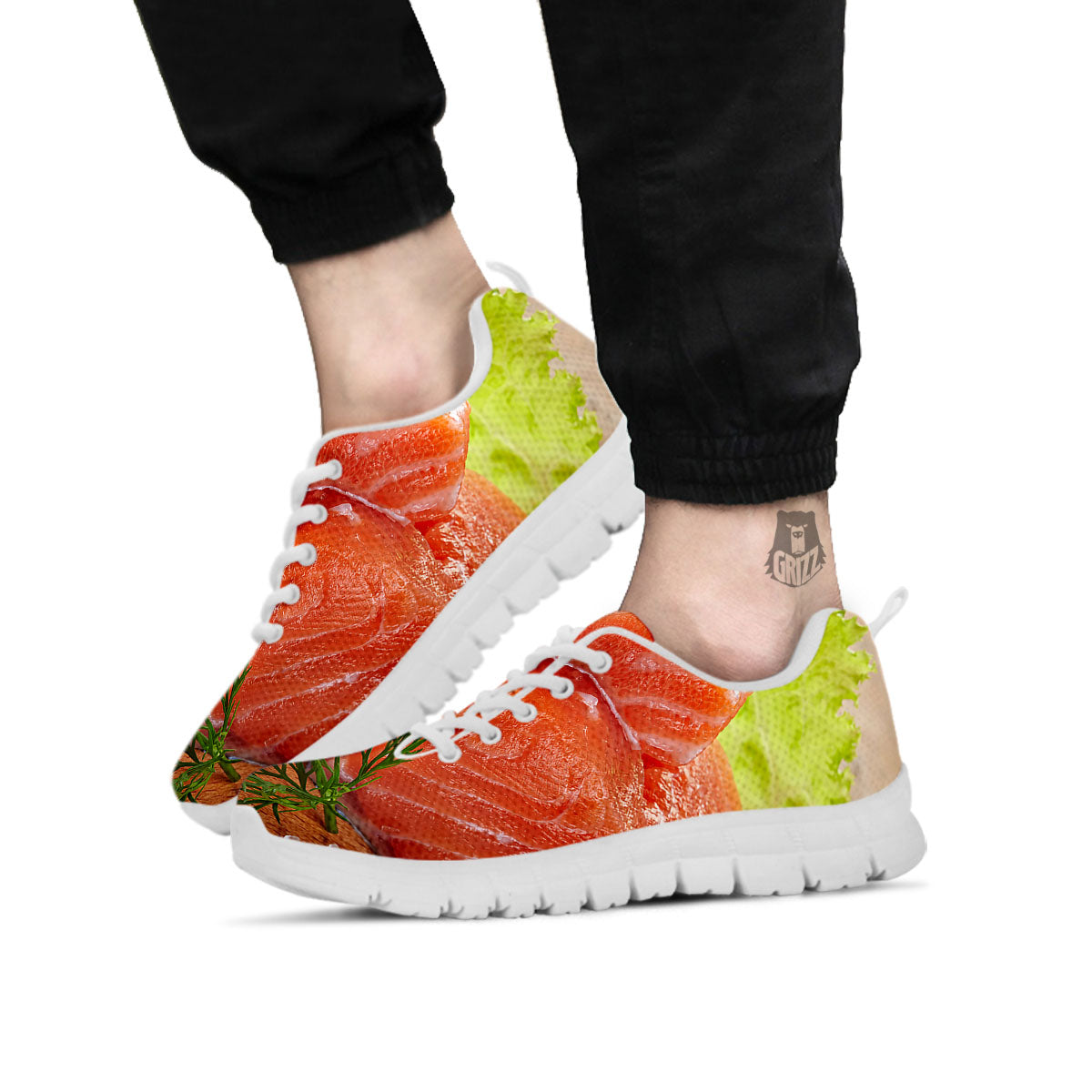 Fresh Salmon Print White Sneaker-grizzshop