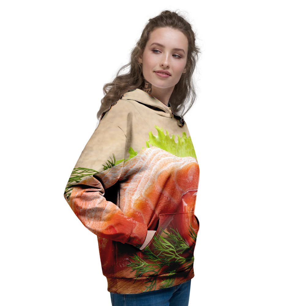 Fresh Salmon Print Women's Hoodie-grizzshop