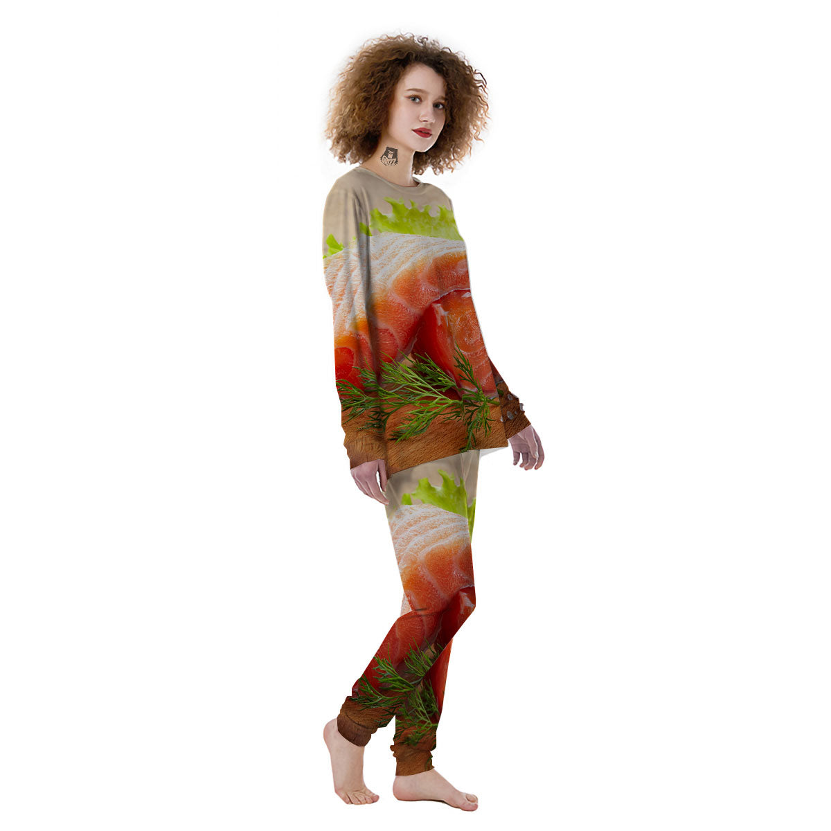 Fresh Salmon Print Women's Pajamas-grizzshop