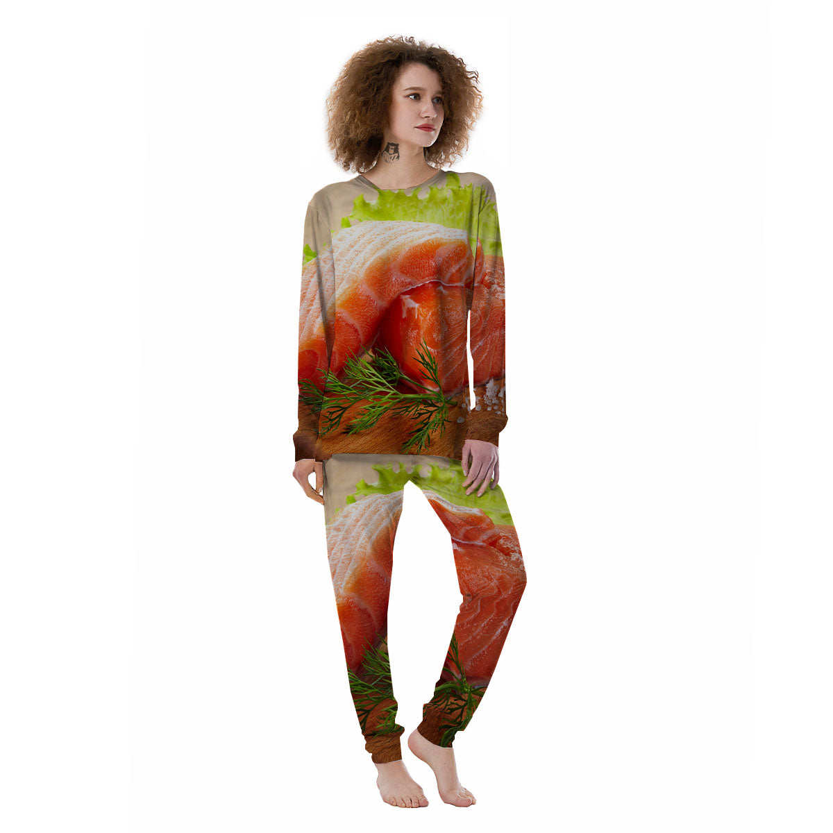 Fresh Salmon Print Women's Pajamas-grizzshop