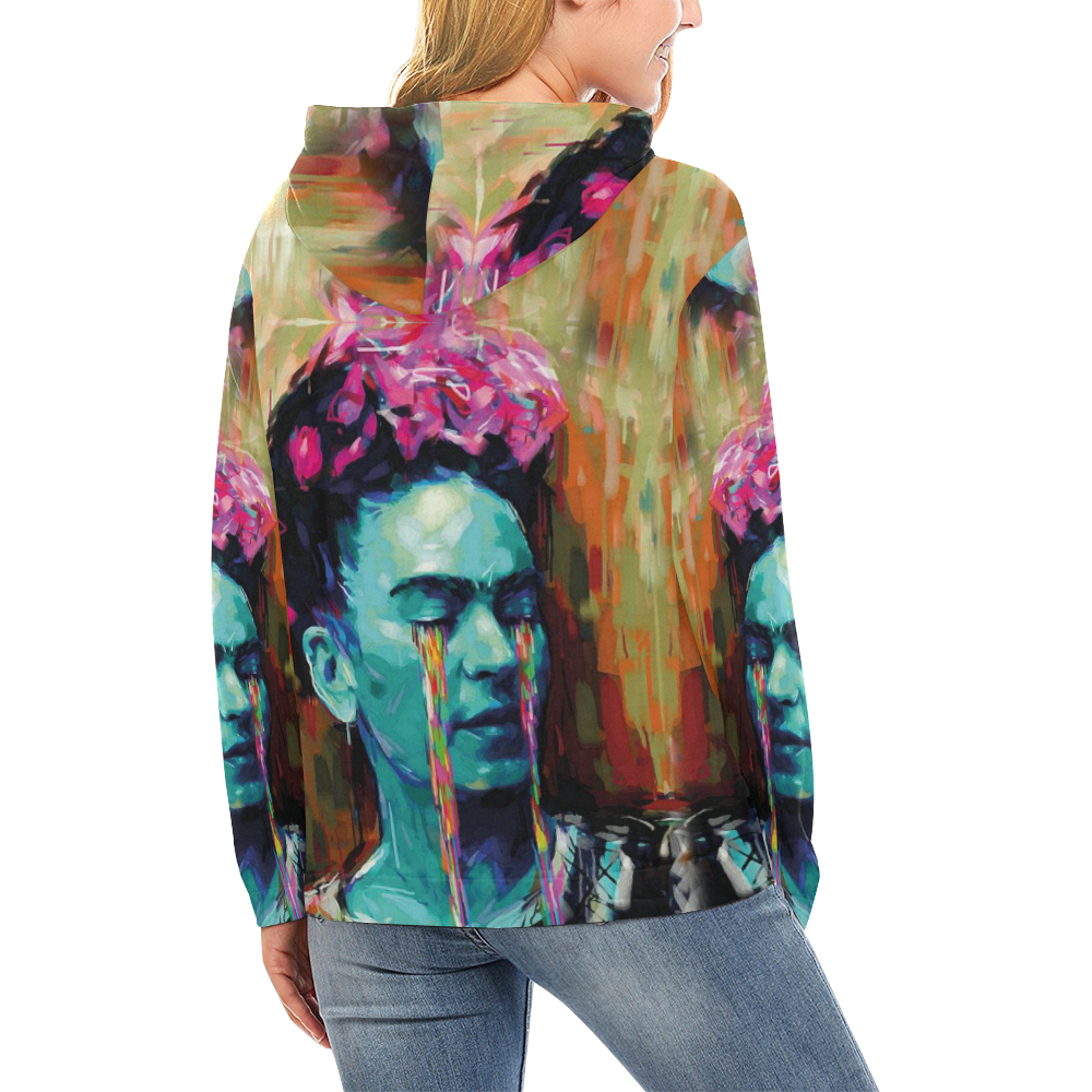 Frida Kahlo Print Hoodie-grizzshop