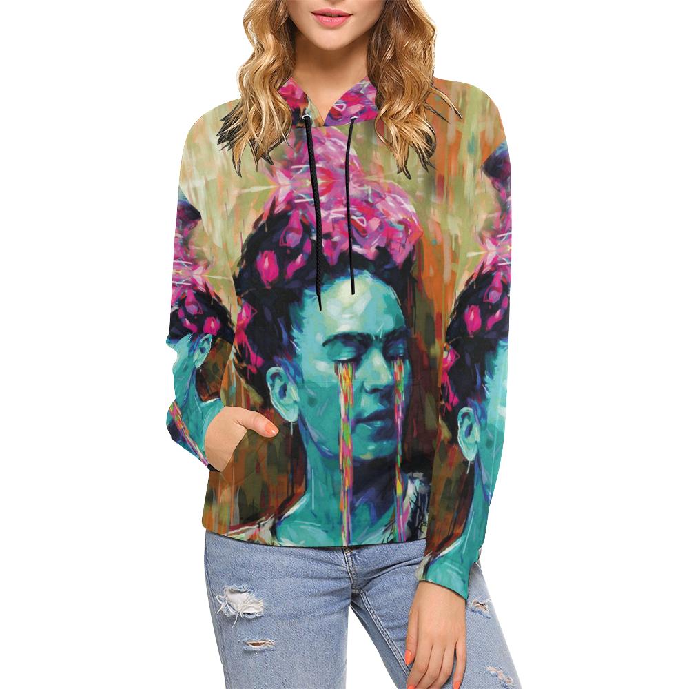 Frida Kahlo Print Hoodie-grizzshop