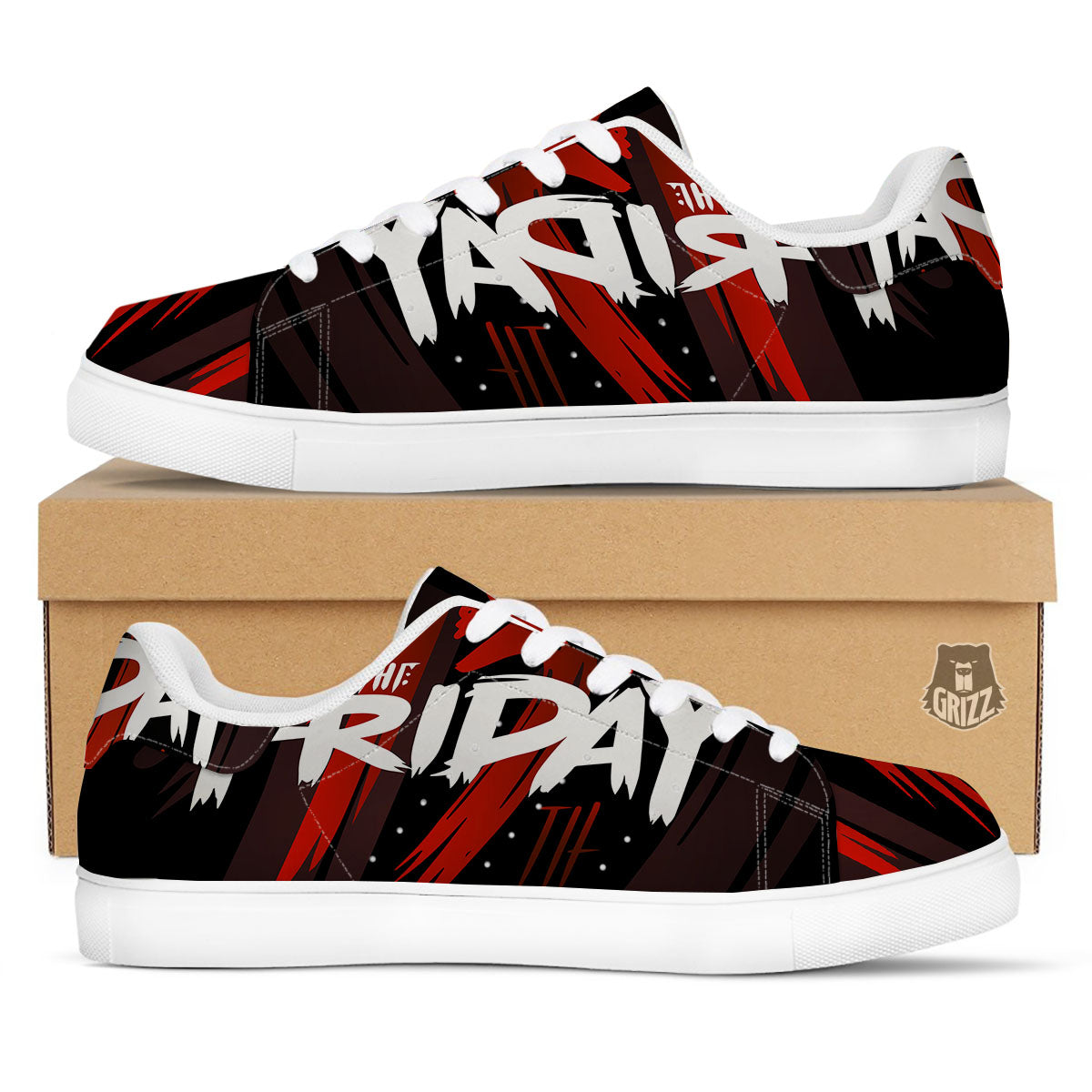 Friday 13 Print White Low Top Sneakers-grizzshop