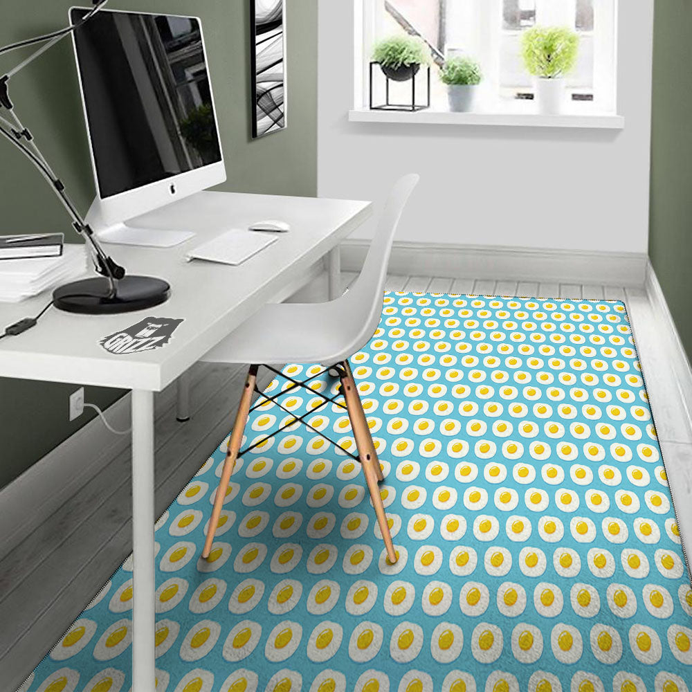 Fried Eggs Blue Print Pattern Floor Mat-grizzshop