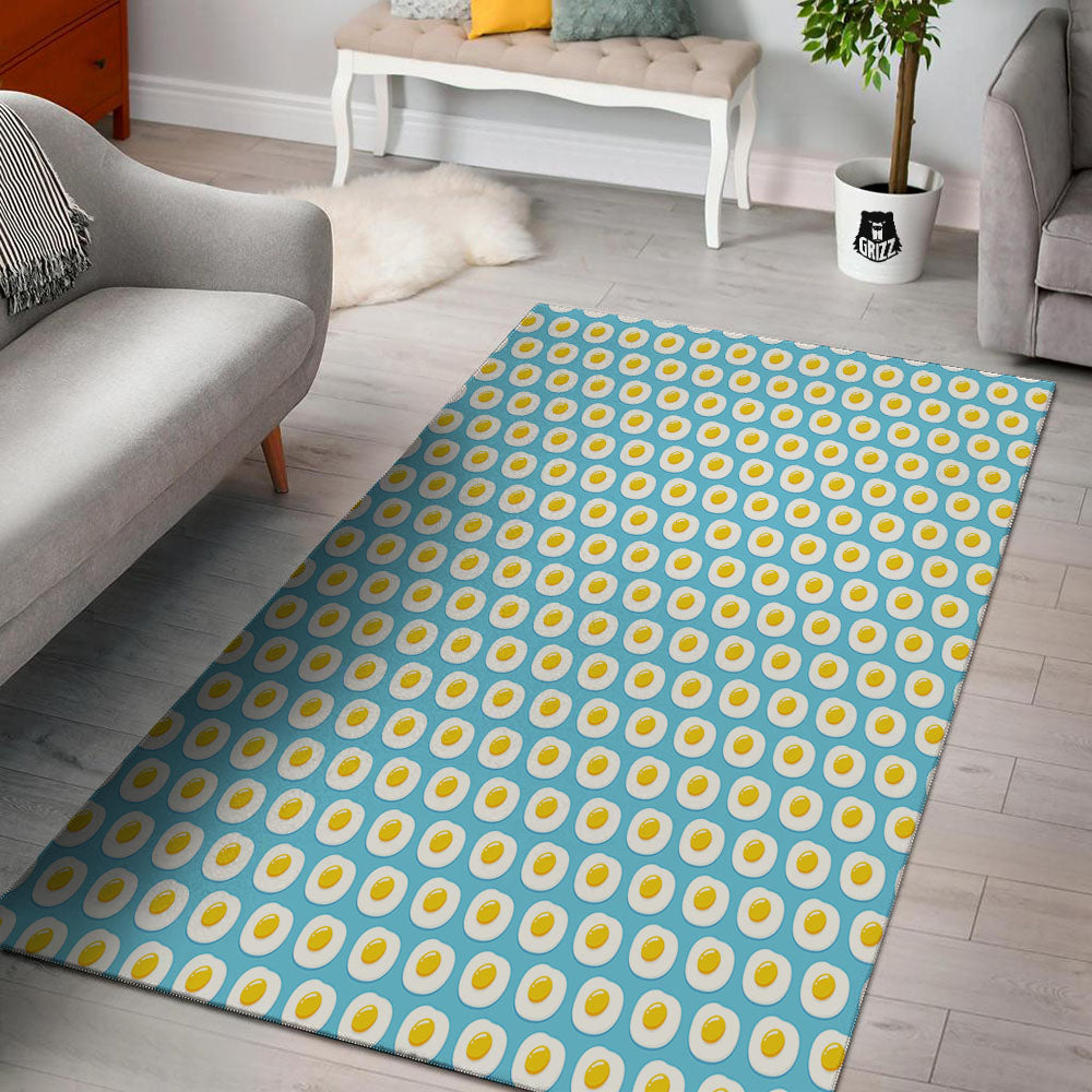 Fried Eggs Blue Print Pattern Floor Mat-grizzshop