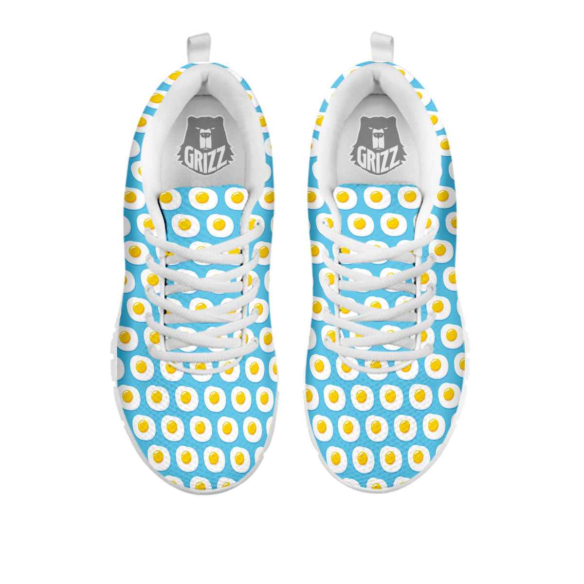 Fried Eggs Blue Print Pattern White Sneaker-grizzshop