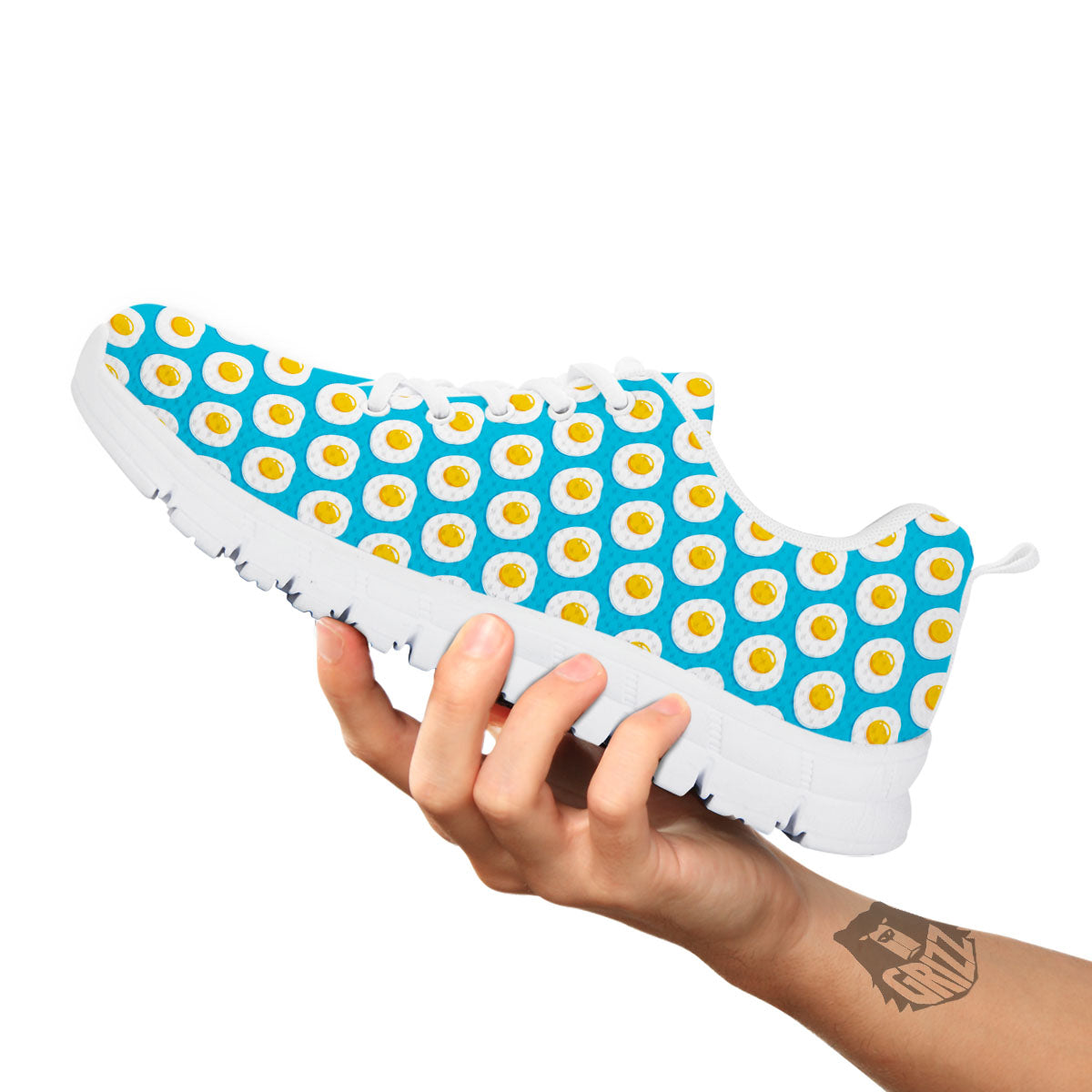 Fried Eggs Blue Print Pattern White Sneaker-grizzshop