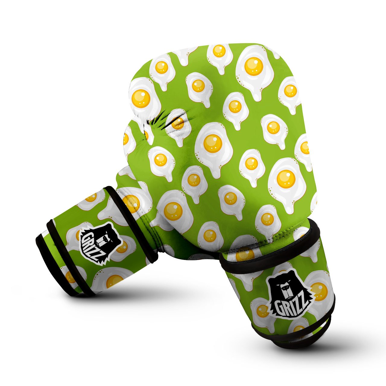 Fried Eggs Lime Green Print Pattern Boxing Gloves-grizzshop