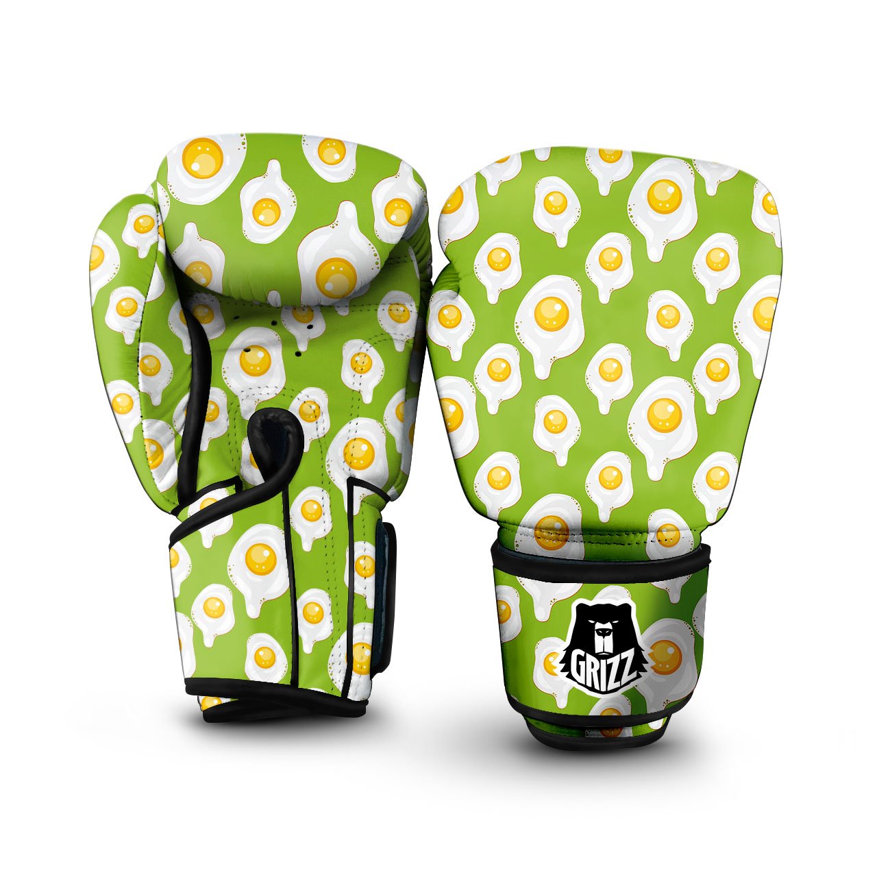 Fried Eggs Lime Green Print Pattern Boxing Gloves-grizzshop