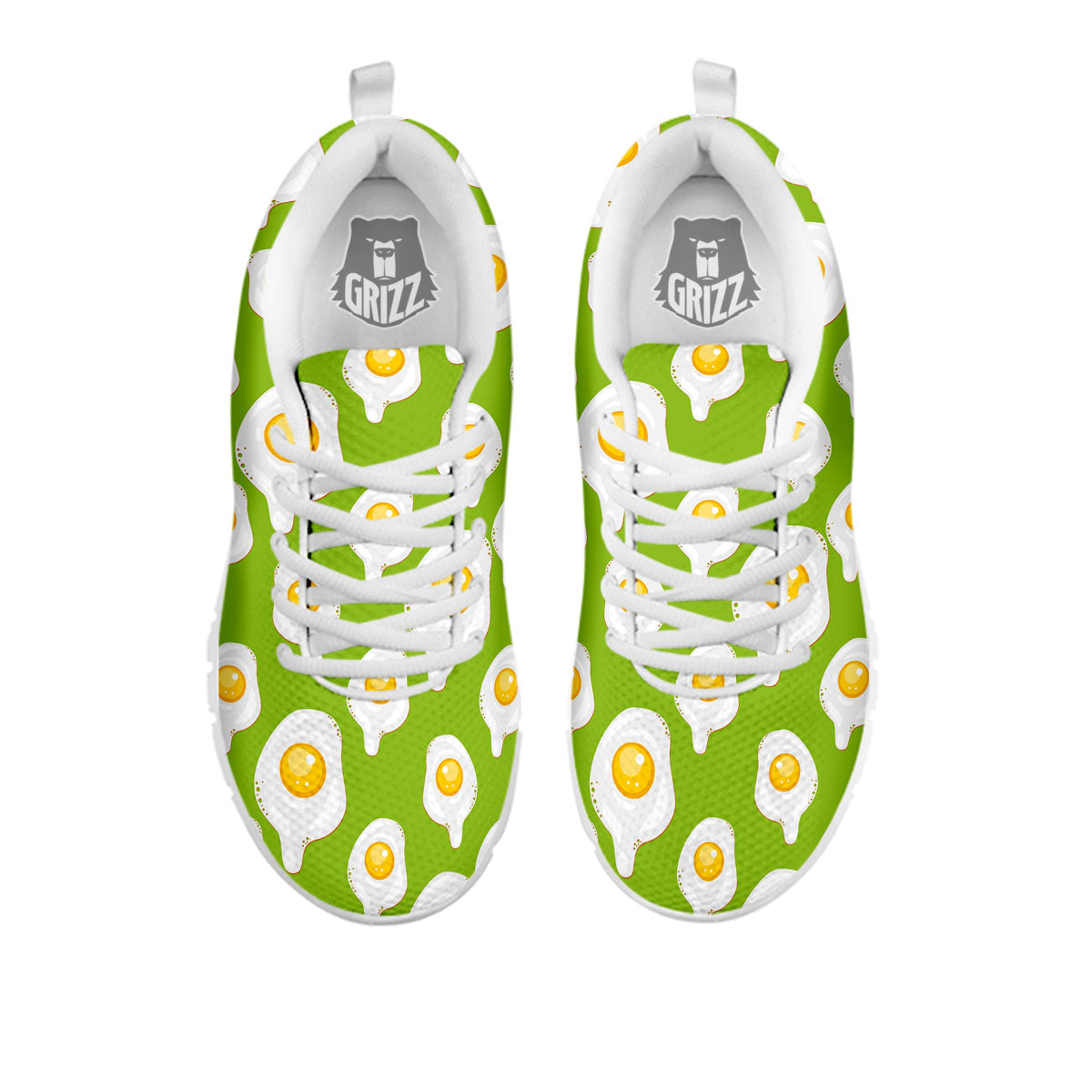 Fried Eggs Lime Green Print Pattern White Sneaker-grizzshop
