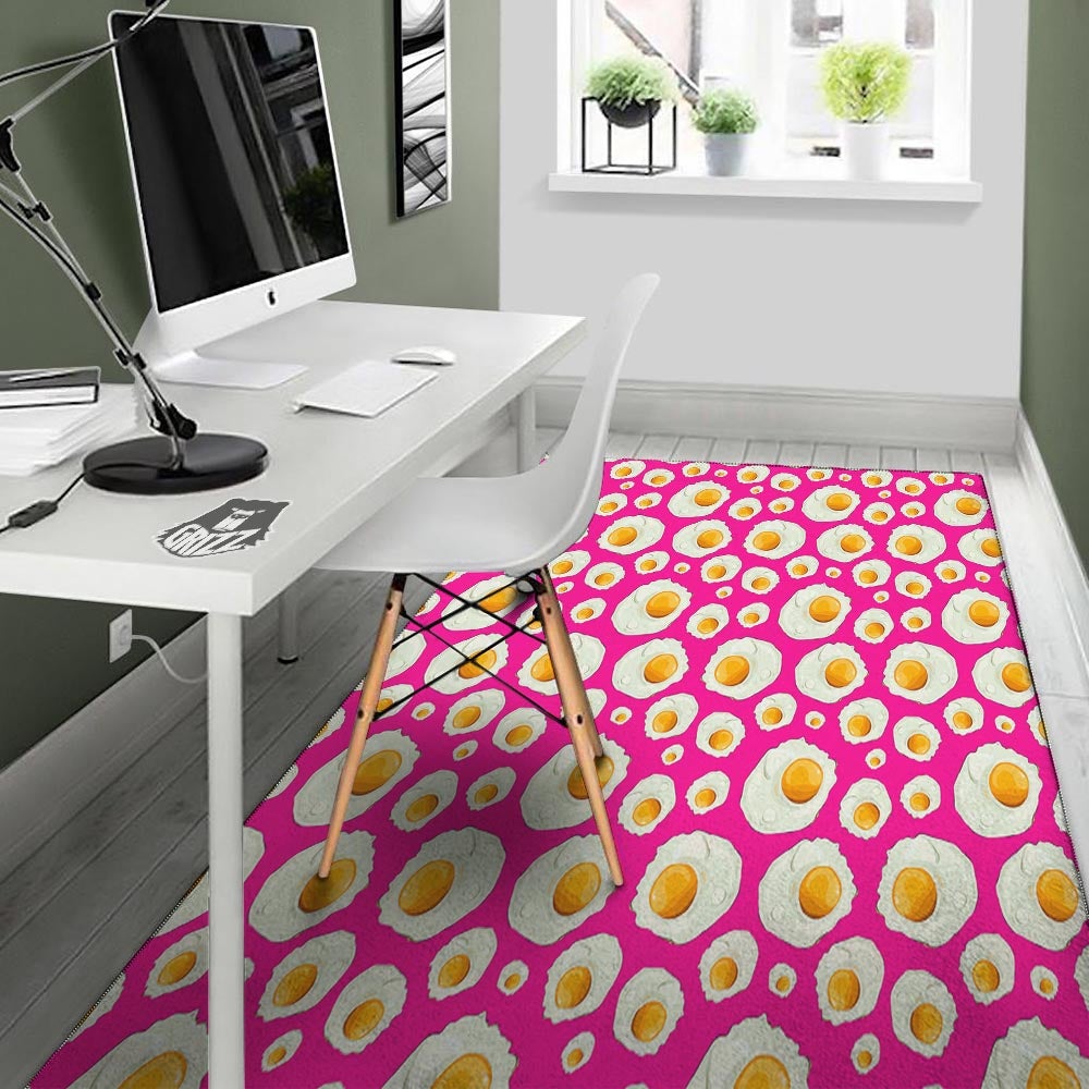Fried Eggs Pink Print Pattern Floor Mat-grizzshop