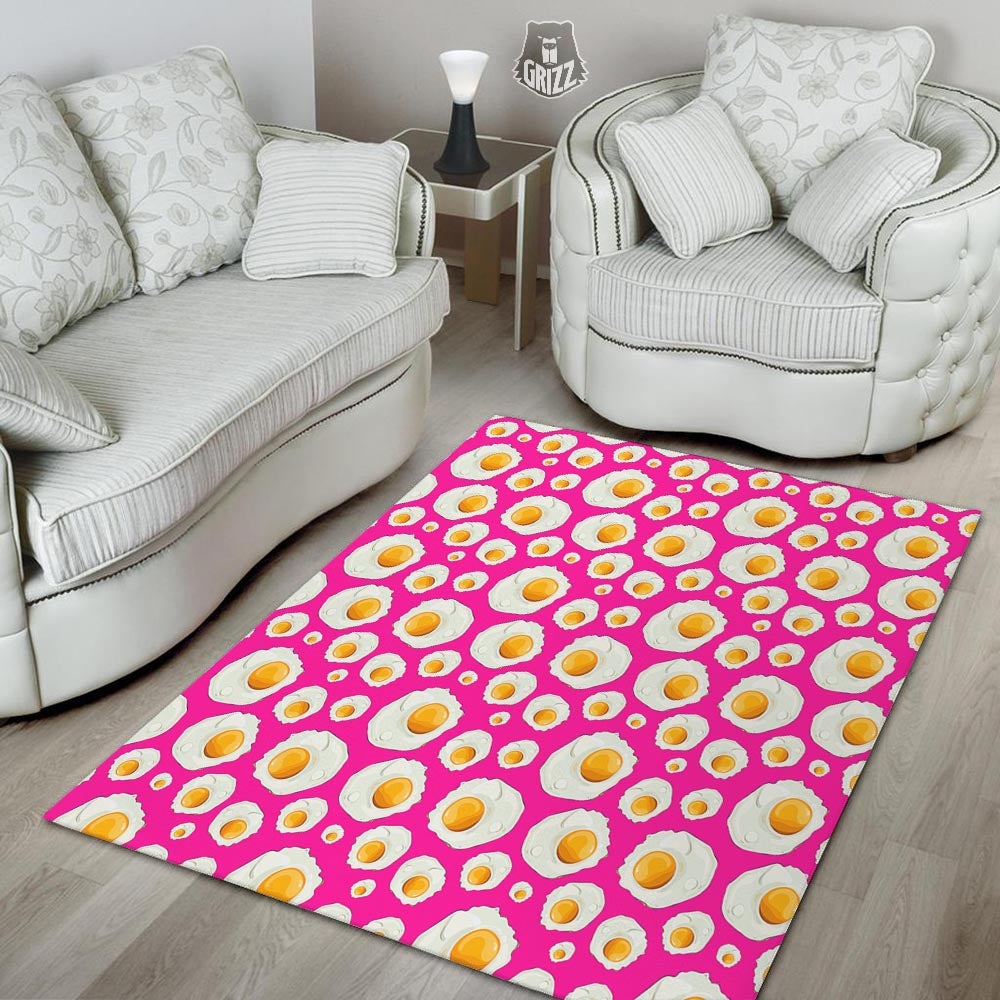 Fried Eggs Pink Print Pattern Floor Mat-grizzshop