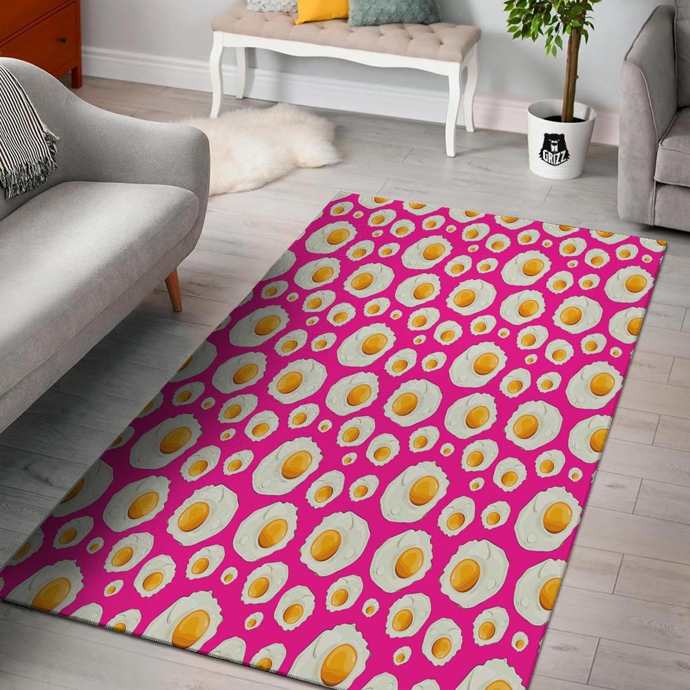 Fried Eggs Pink Print Pattern Floor Mat-grizzshop