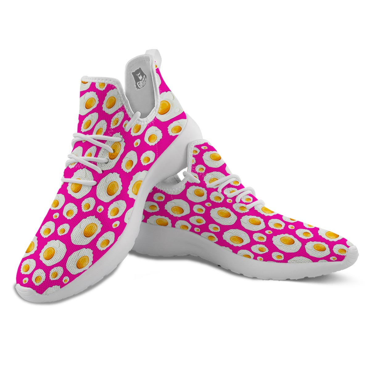 Fried Eggs Pink Print Pattern White Athletic Shoes-grizzshop