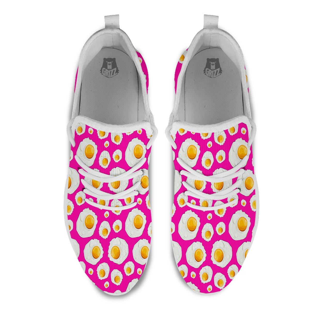 Fried Eggs Pink Print Pattern White Athletic Shoes-grizzshop