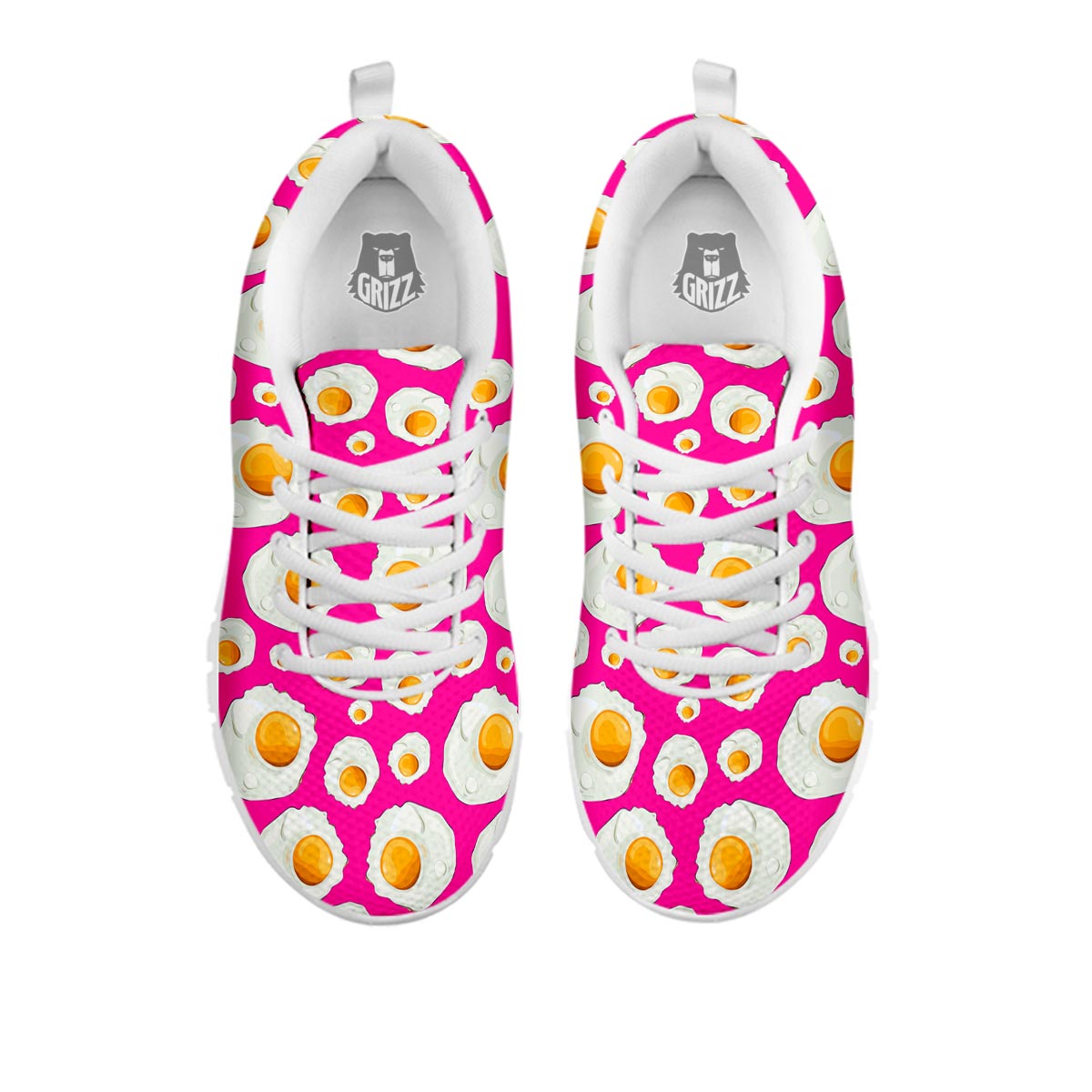 Fried Eggs Pink Print Pattern White Sneaker-grizzshop