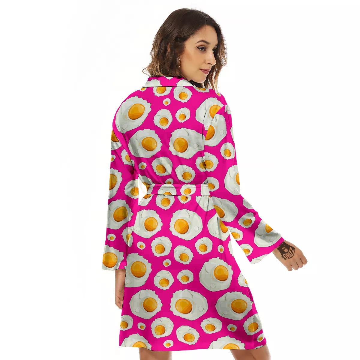 Fried Eggs Pink Print Pattern Women's Robe-grizzshop
