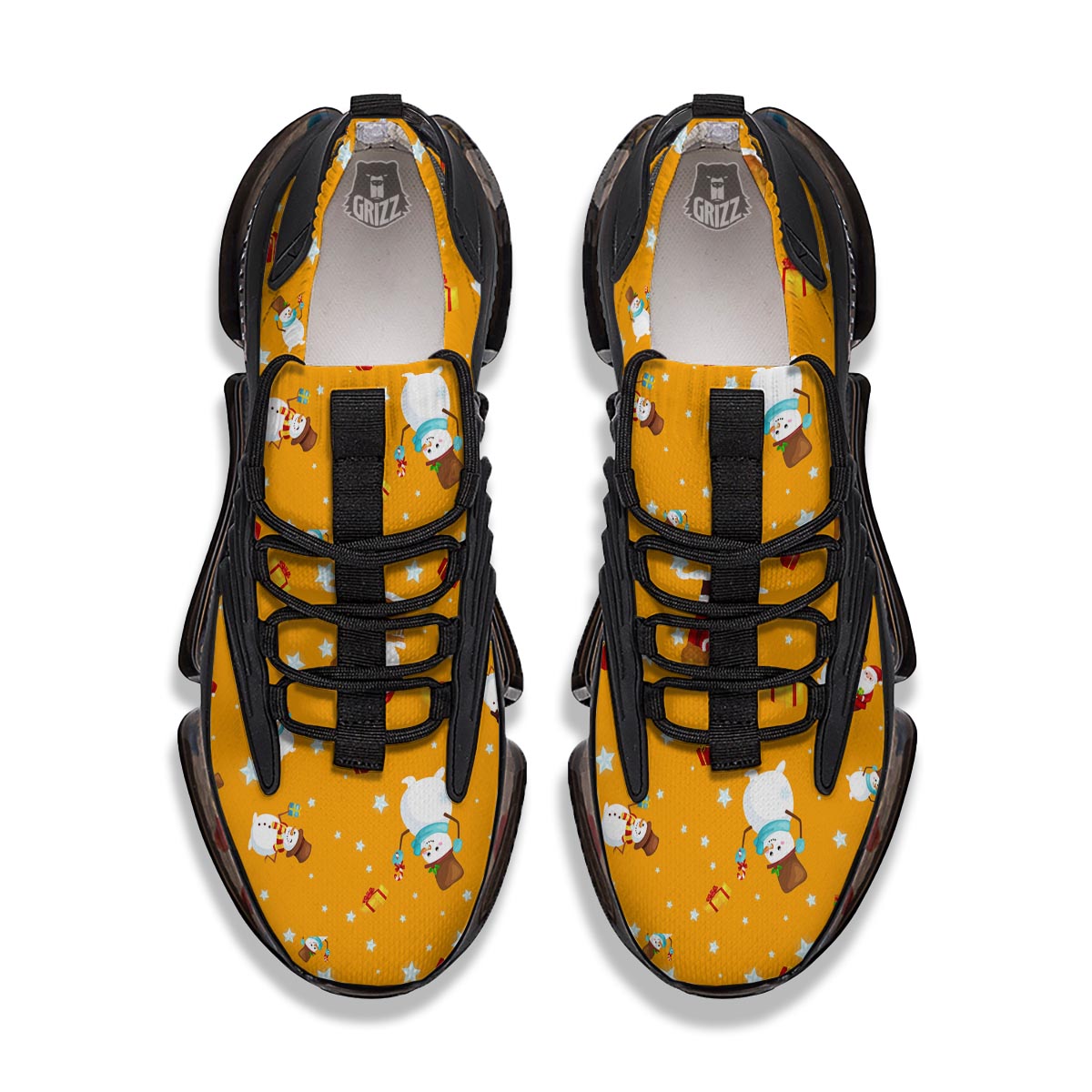 Friends And Santa Claus Print Pattern Black Gym Shoes-grizzshop