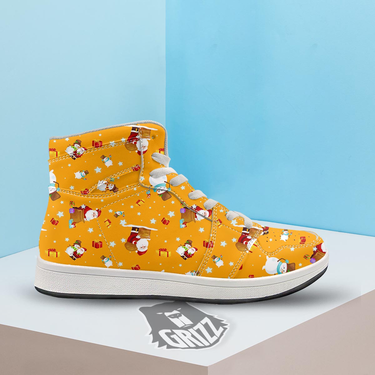 Friends And Santa Claus Print Pattern High Top Sneakers-grizzshop