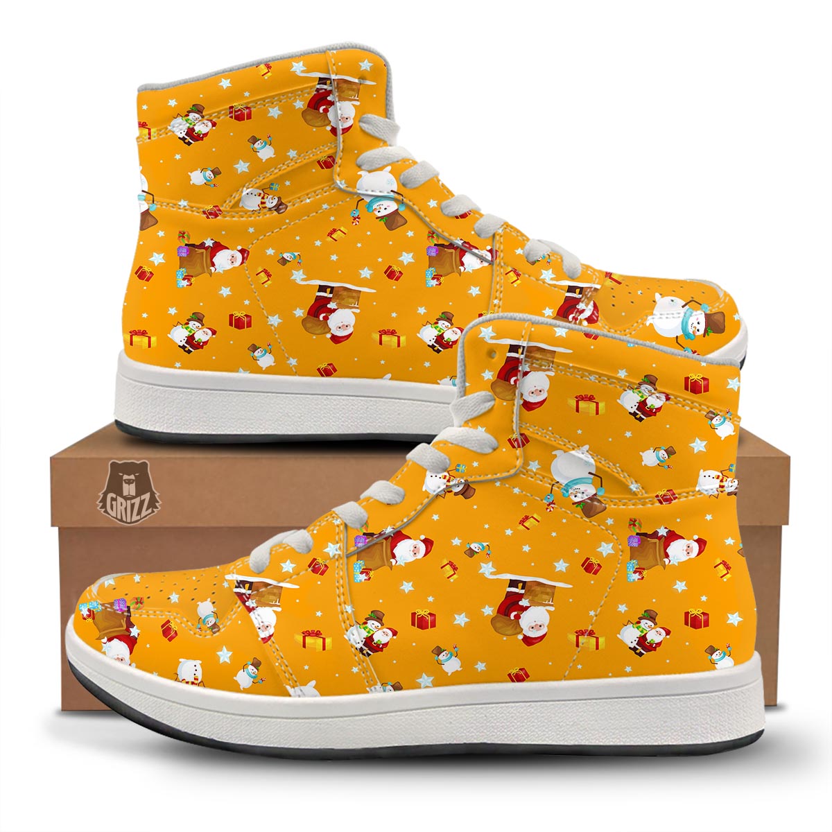 Friends And Santa Claus Print Pattern High Top Sneakers-grizzshop