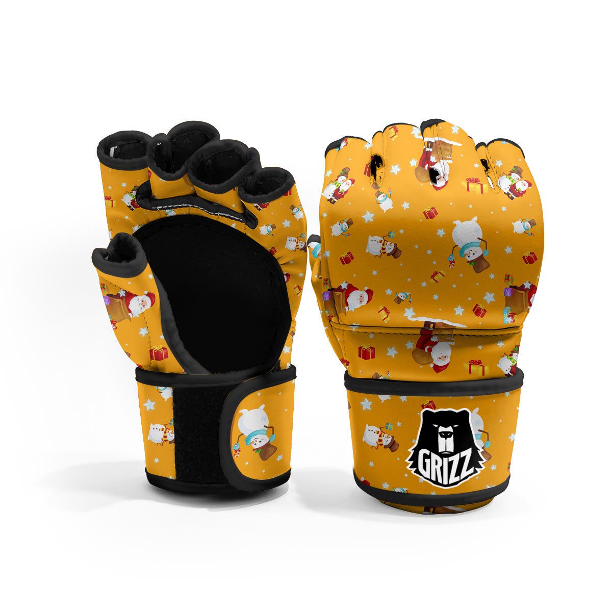 Friends And Santa Claus Print Pattern MMA Gloves-grizzshop