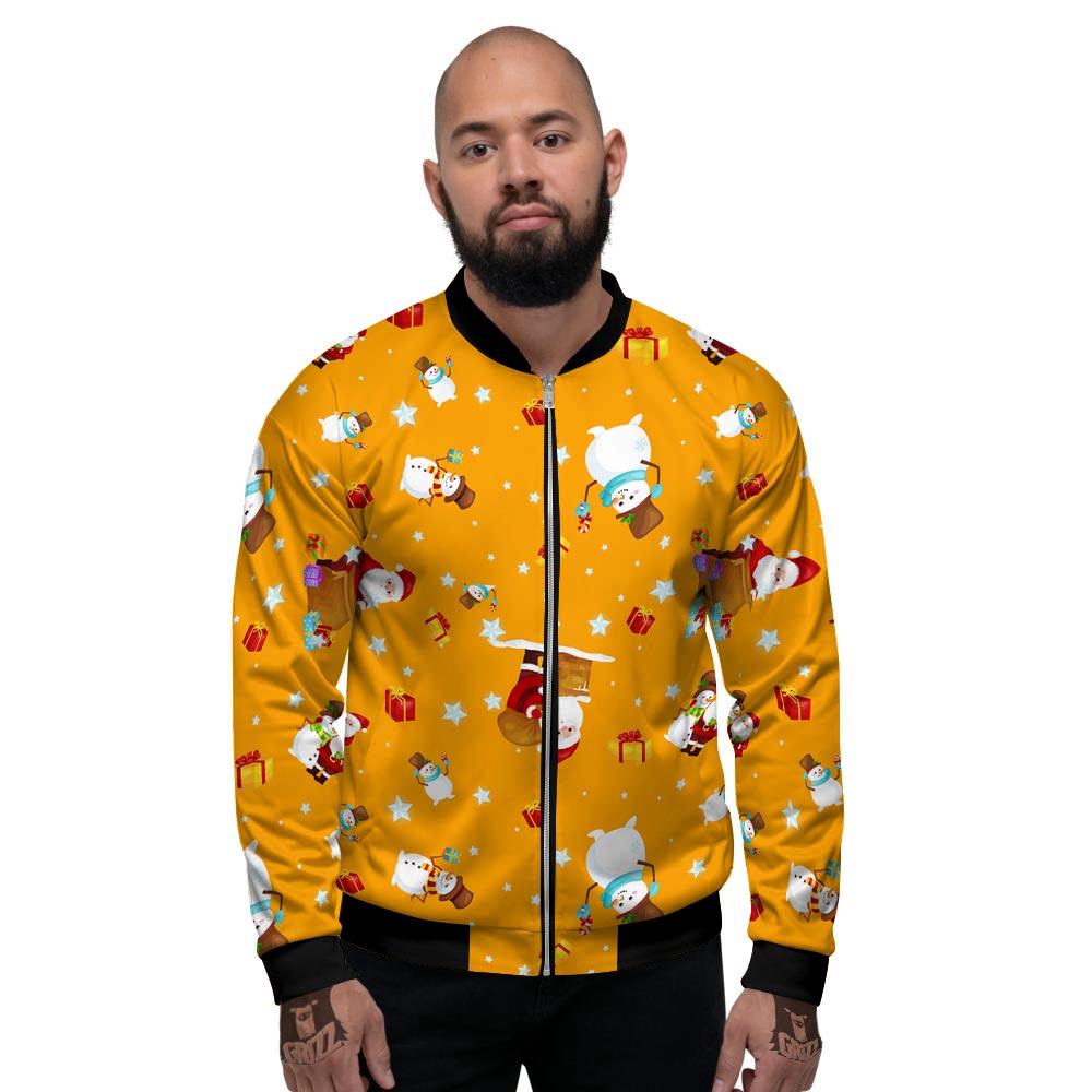 Friends And Santa Claus Print Pattern Men's Bomber Jacket-grizzshop