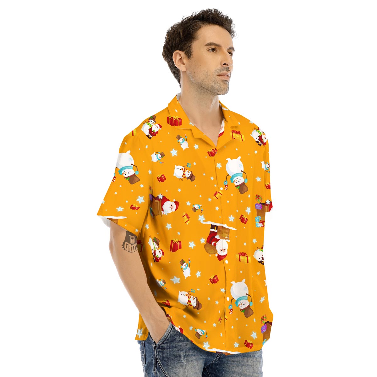 Friends And Santa Claus Print Pattern Men's Hawaiian Shirt-grizzshop