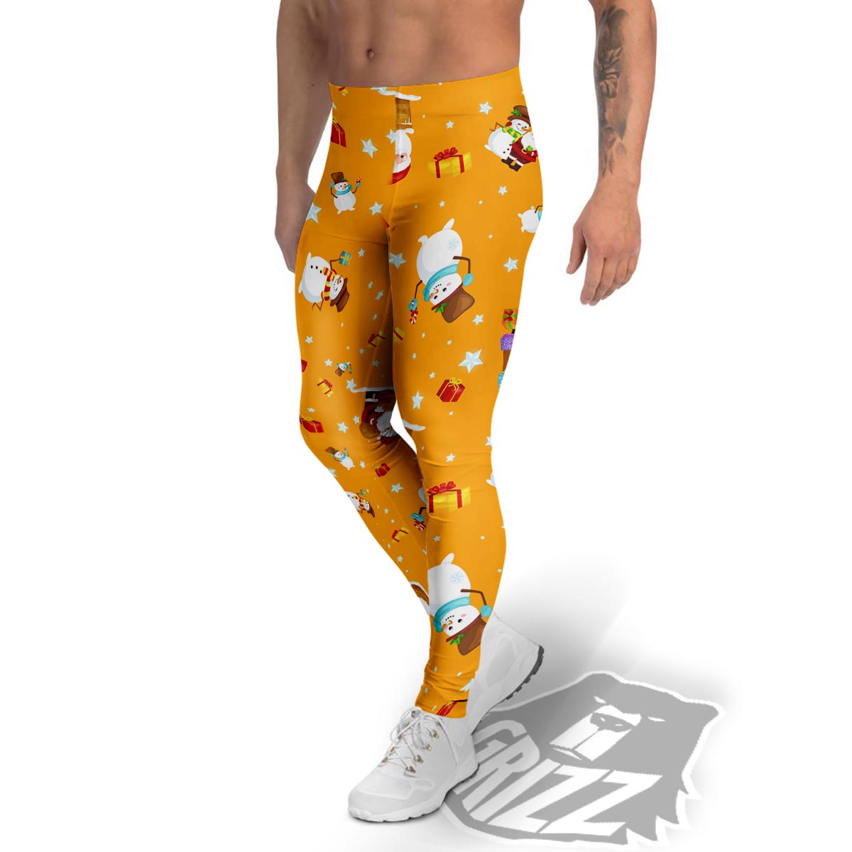Friends And Santa Claus Print Pattern Men's Leggings-grizzshop