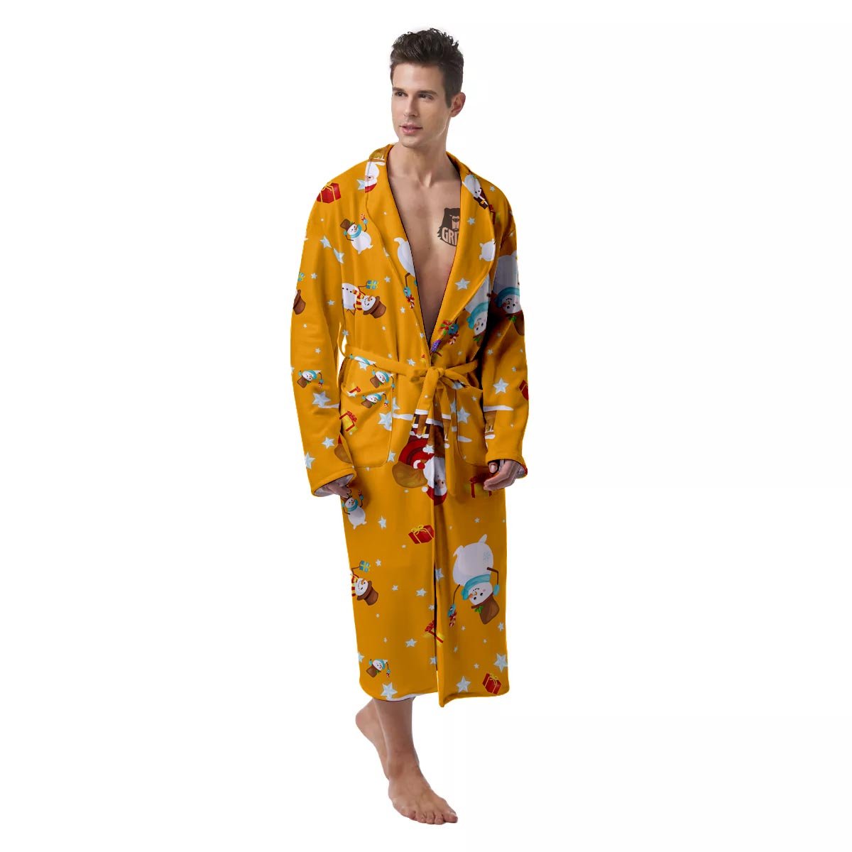 Friends And Santa Claus Print Pattern Men's Robe-grizzshop