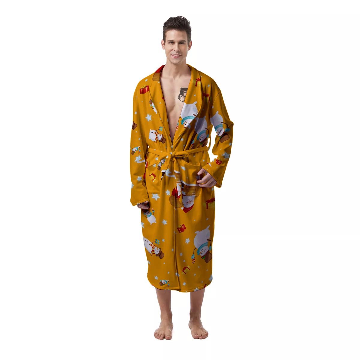 Friends And Santa Claus Print Pattern Men's Robe-grizzshop