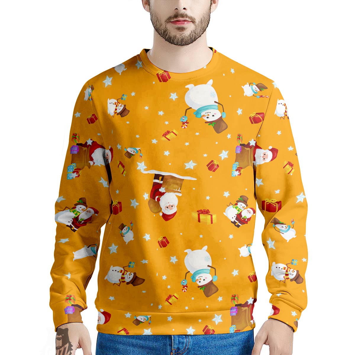 Friends And Santa Claus Print Pattern Men's Sweatshirt-grizzshop