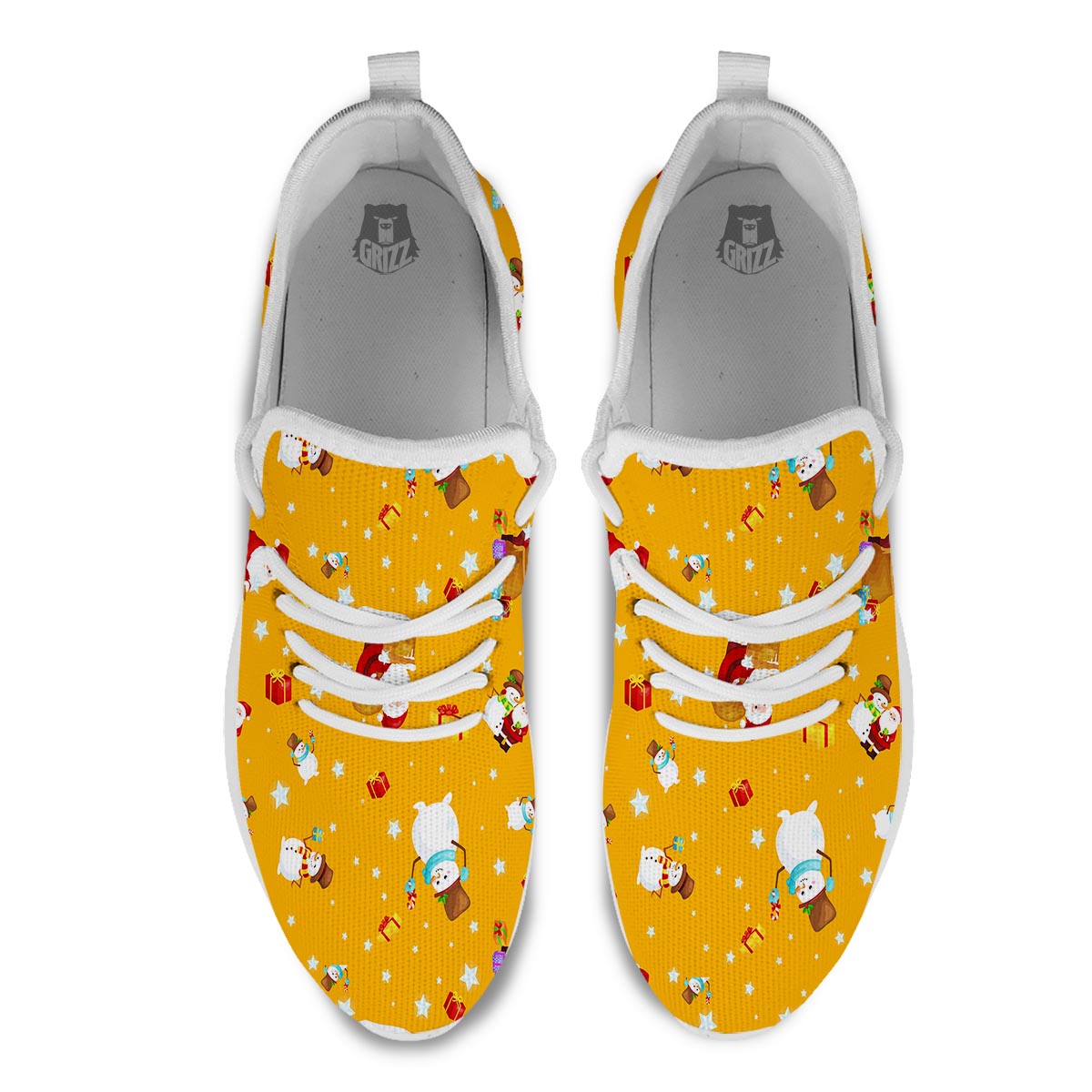 Friends And Santa Claus Print Pattern White Athletic Shoes-grizzshop