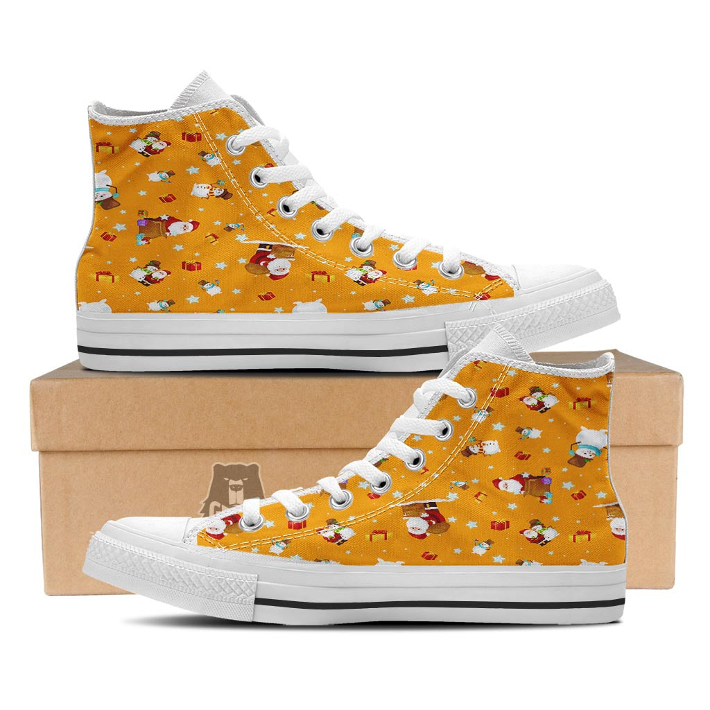 Friends And Santa Claus Print Pattern White High Top Shoes-grizzshop