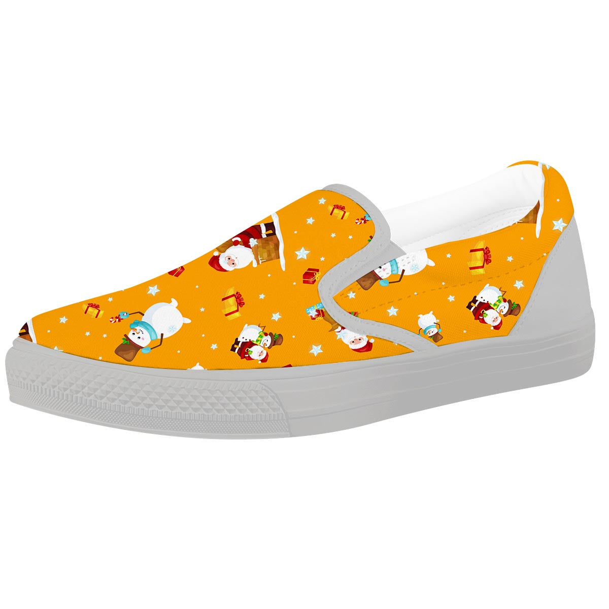 Friends And Santa Claus Print Pattern White Slip On Shoes-grizzshop