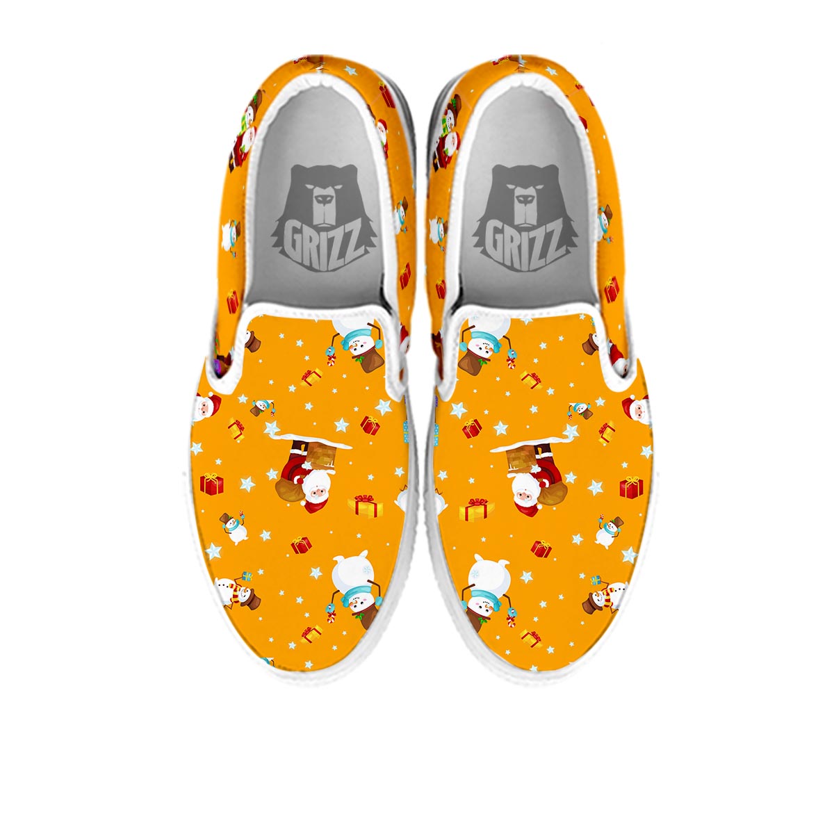 Friends And Santa Claus Print Pattern White Slip On Shoes-grizzshop