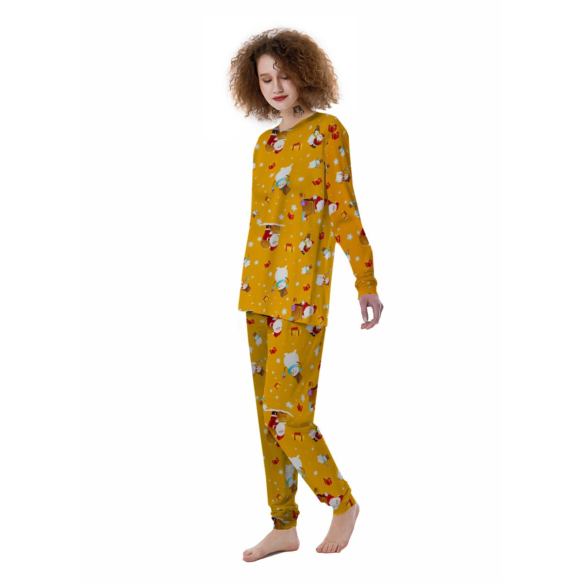 Friends And Santa Claus Print Pattern Women's Pajamas-grizzshop