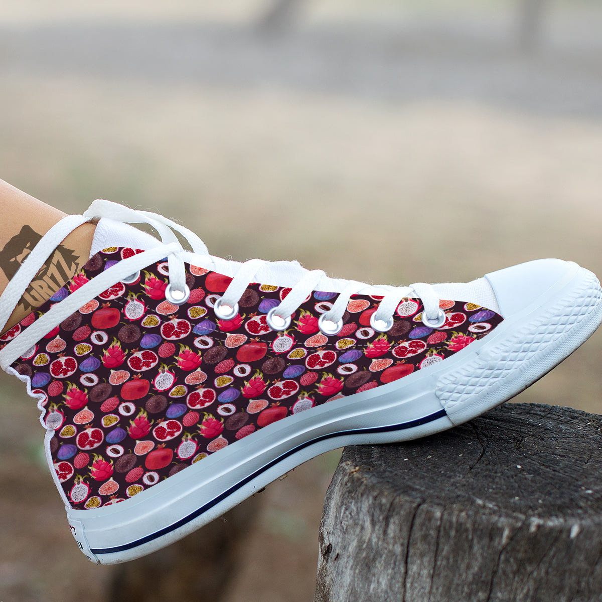 Friut Exotic Print Pattern White High Top Shoes-grizzshop