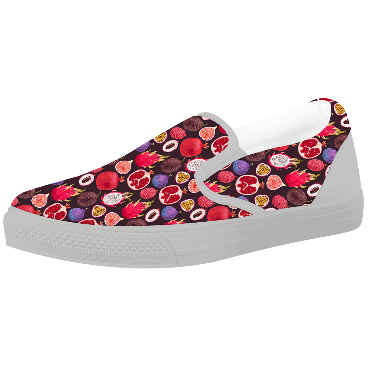 Friut Exotic Print Pattern White Slip On Shoes-grizzshop