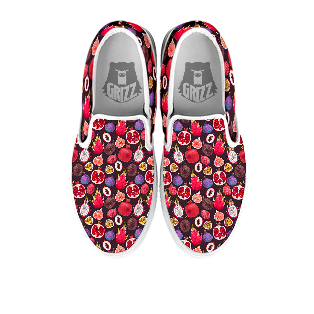Friut Exotic Print Pattern White Slip On Shoes-grizzshop