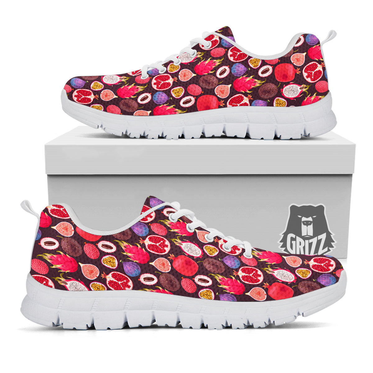 Friut Exotic Print Pattern White Sneaker-grizzshop